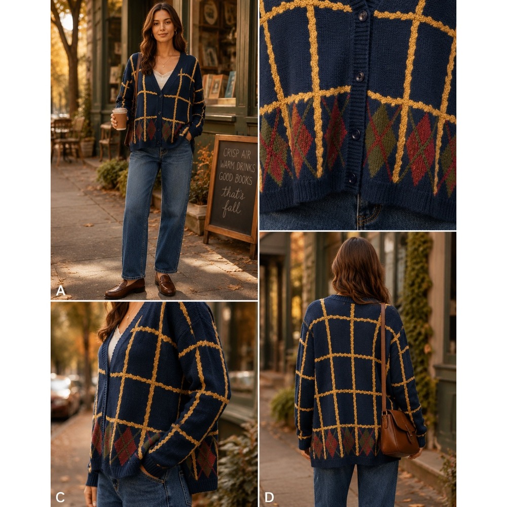 Vintage Pendleton Knockabouts Extra Large Wool Cardigan Argyle Grandpa Core